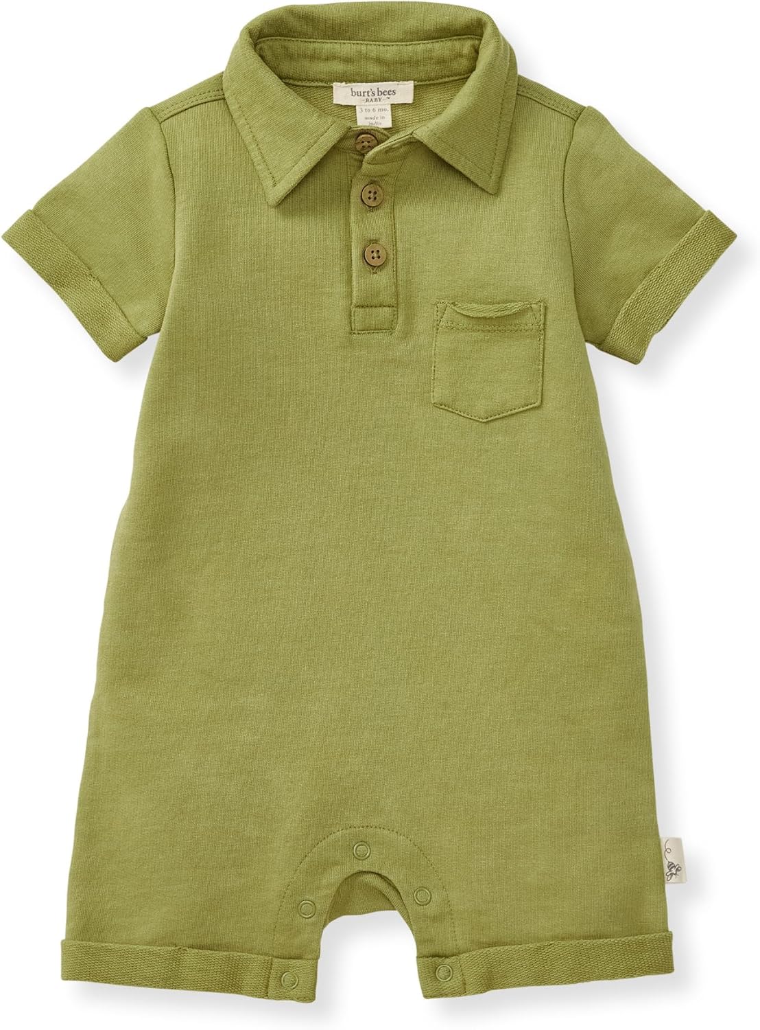 Burt's Bees Baby Boys Polo Romper, 100% Organic Cotton One-piece Shortall and Layette Set