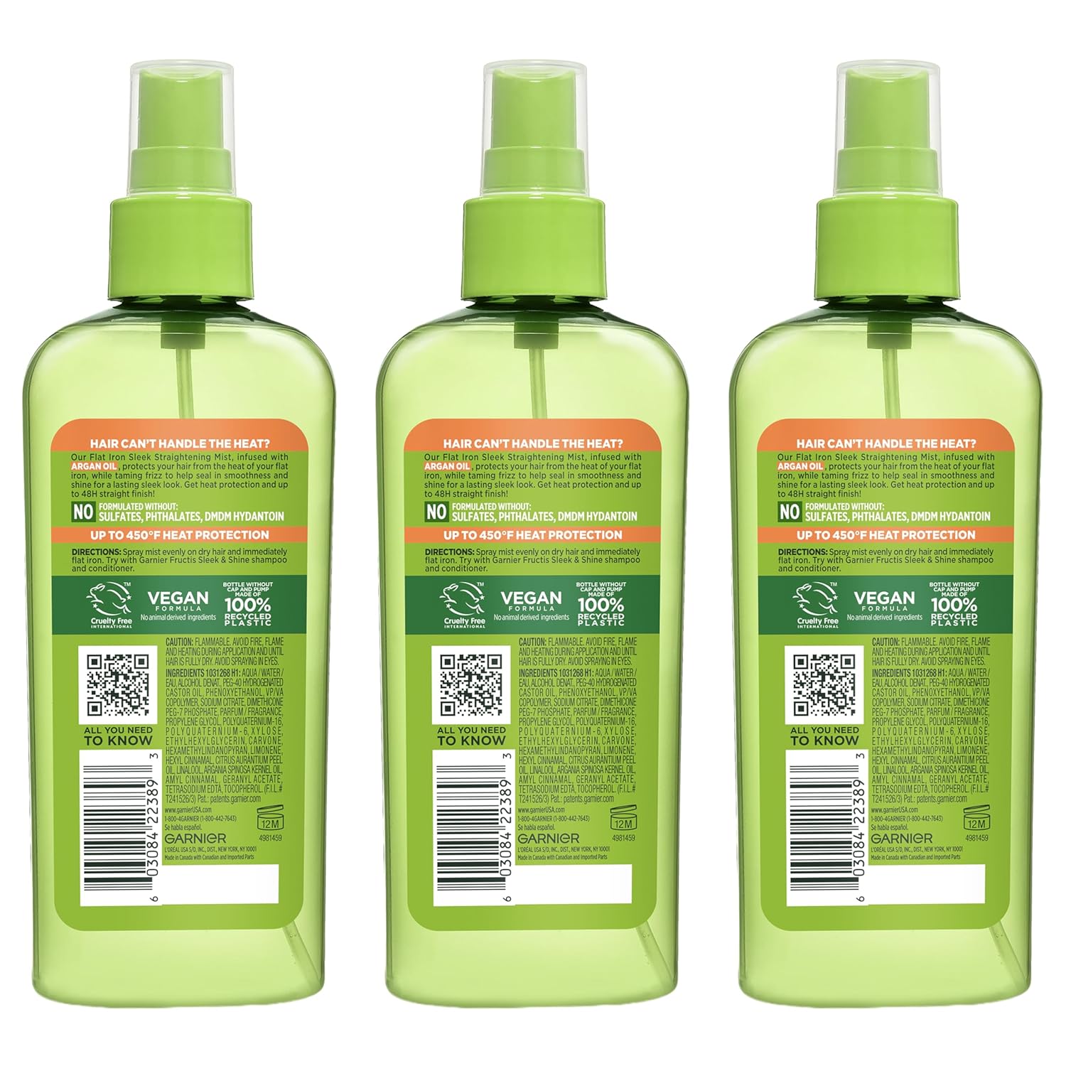Garnier Fructis Style Flat Iron Perfector Straightening Mist for Heat Protection, Argan Oil, 6.0 Fl Oz, 3 Count (Packaging May Vary) - Image 10
