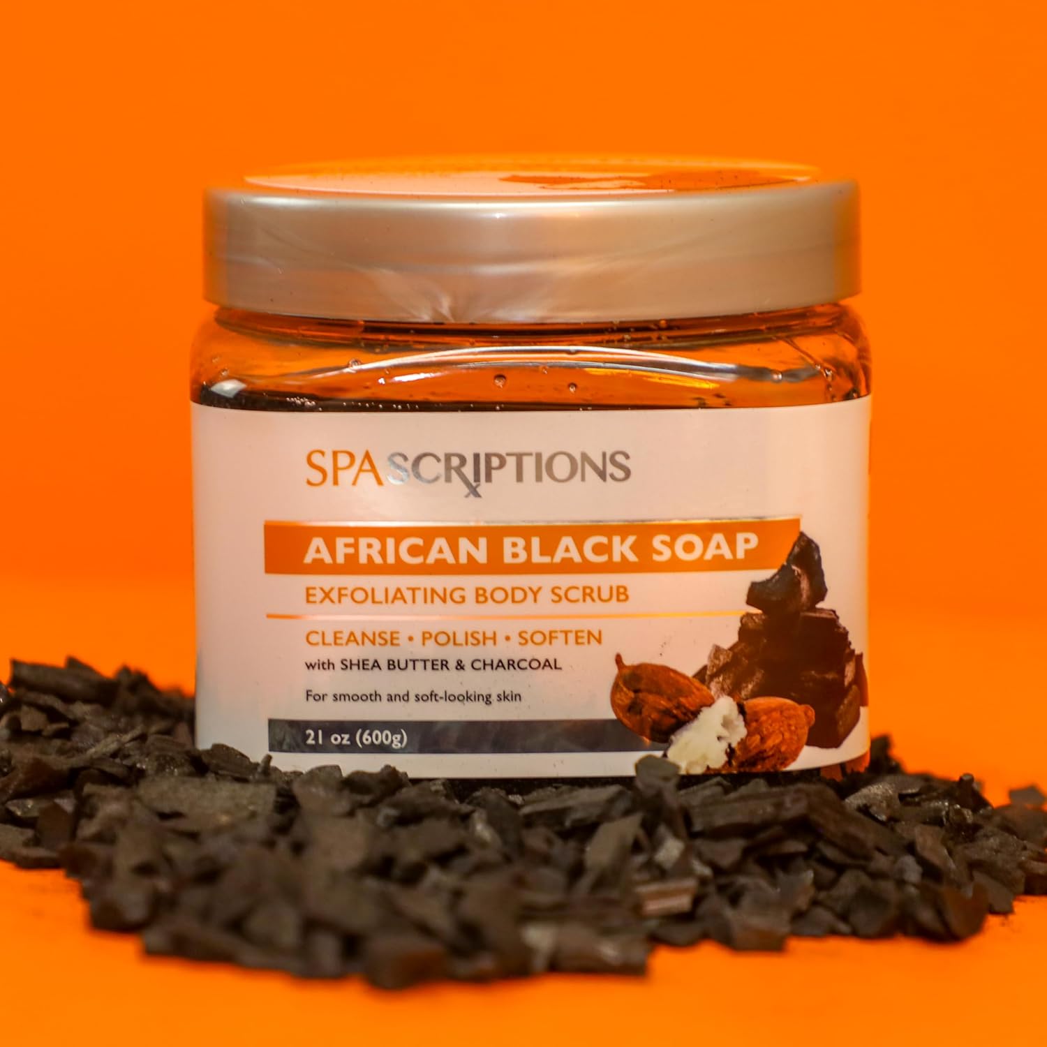 SpaScriptions African Black Soap Sugar Scrub - Detoxifying Body Scrub Exfoliator with Shea Butter & Charcoal, Ideal for Oily or Congested Skin, Supports Deep Pore Cleansing & Clarifying Skin, 21 oz - Image 4