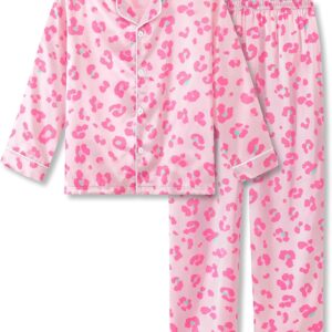 Topgal Satin Pajamas for Girls – Coat Style Unicorn Long Sleeve Silky Button Down PJ Set Size 6-16