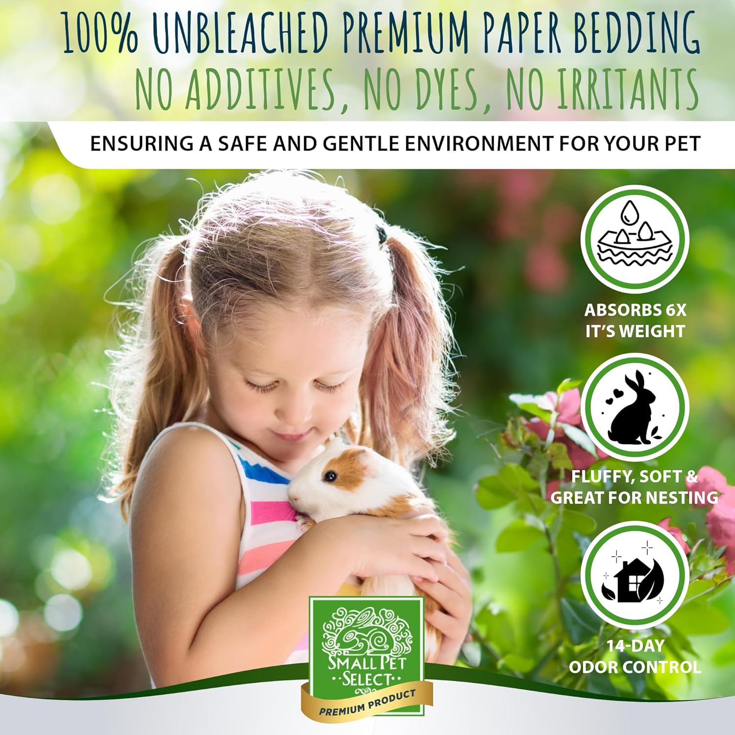 Small Pet Select Rose Bedding, Paper Bedding with Real Rose, Soft Animal Bedding with Odor Control for Guinea Pig, Rabbit, Hamster, or Bunny, Cage Accessories, Made in USA, 56L - Image 2