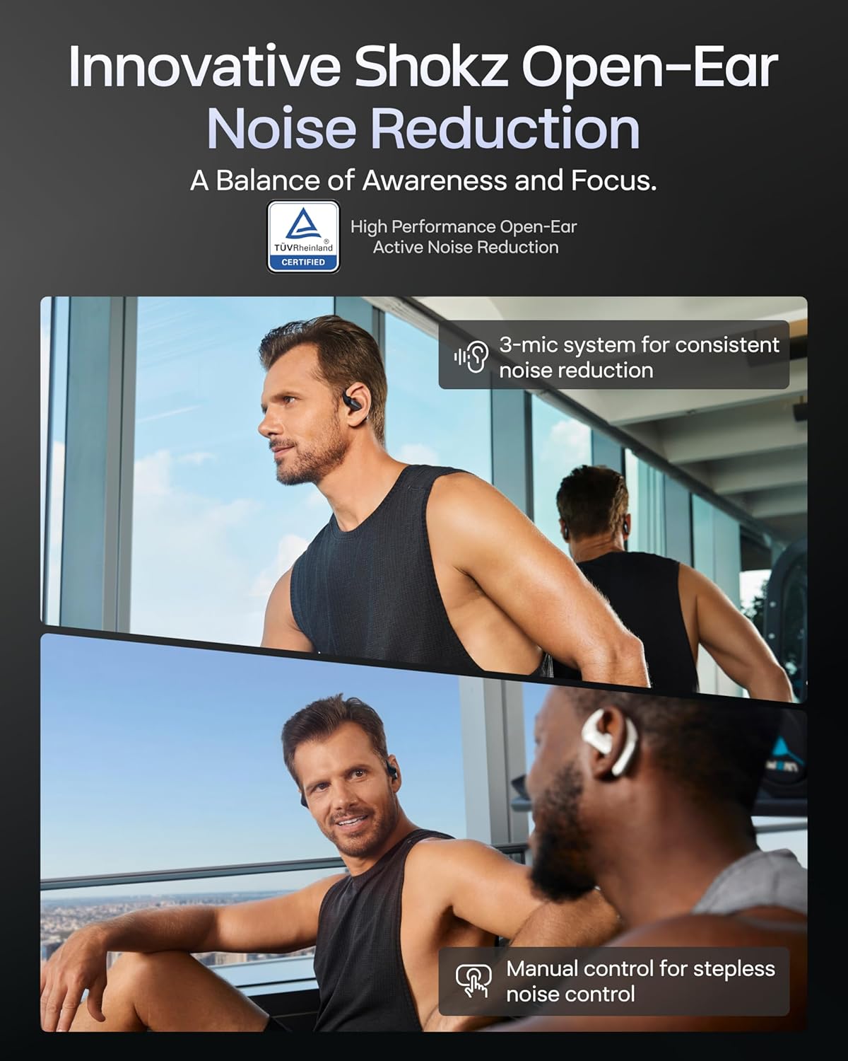 SHOKZ OpenFit Pro Open-Ear True Wireless Earbuds with Open-Ear Noise Reduction, Optimised for Dolby Atmos, Deep Bass, 50H Playtime, AI-Powered Clear Calls for Work, Sport, Bluetooth 6.1, IP55, Black - Image 5