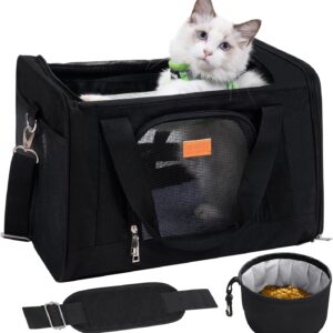ROYPET Cat Carrier,Portable Pet Carrier Bag for Cats and Small Dogs,Foldable Soft-Sided and Scratch-Proof mesh Cat Bag Pet Carriers,Airline Approved Pet Carrier,Pet Travel Carrier Up to 15 Lbs,Black