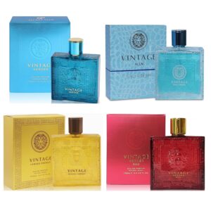 A CENTER Vintage Hero Series Men’s Cologne Gift Set | 4-Piece Luxury Eau de Parfum Collection 3.4 Fl Oz Each | Long Lasting Woody, Fresh & Spicy Fragrance Portfolio Perfume