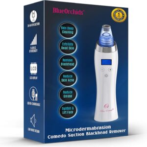 Blackhead Remover Pore Vacuum for face, BlueOrchids dermasuction for Whitehead Removal, Acne Pimple Sucker, face Vacuum Pore Cleanser, Comedone Extractor, 5 Adjustable Suction Power with 4 Probes