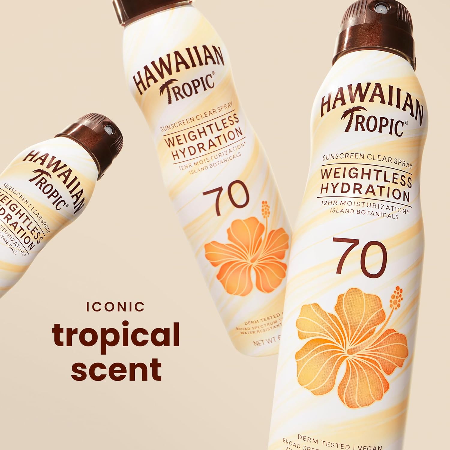Hawaiian Tropic Weightless Hydration Sunscreen Spray SPF 70, 6oz | High SPF Sunblock, Oxybenzone Free, Hawaiian Tropic Spray Sunscreen, 6oz - Image 3