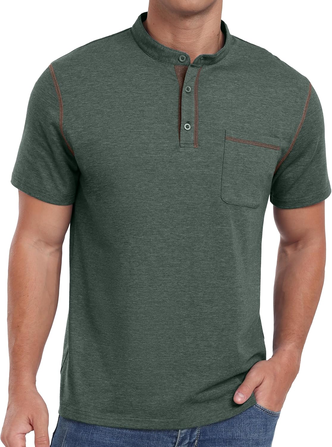 Sailwind Mens Henley Shirts Short Sleeve Summer Casual Classic Cotton T Shirts Pocket Button Shirt - Image 5