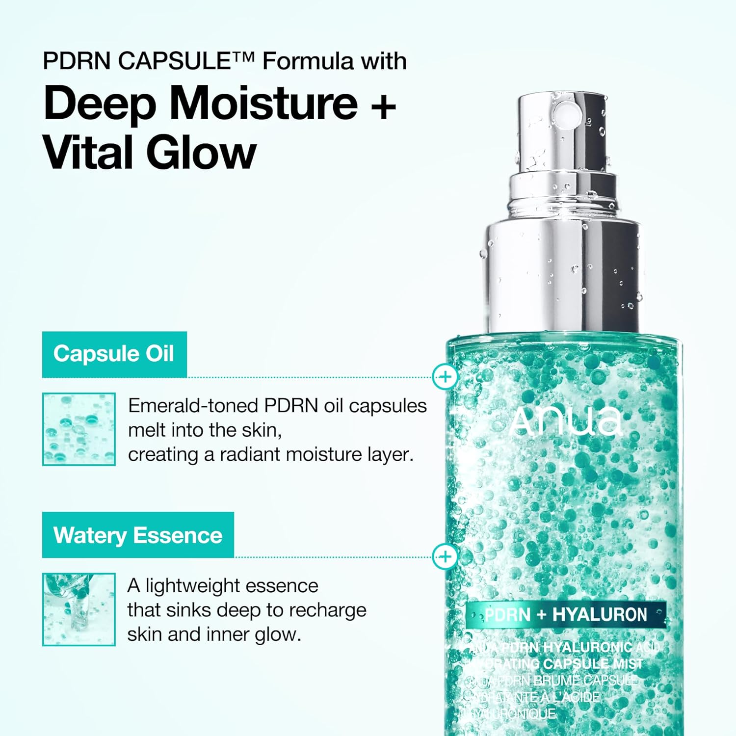 ANUA PDRN Collagen Glow Facial Serum Spray, Hydrating Face Mist, Hyaluronic Acid, dewy glass finish, All Skin Types, Instant Plumping Hydration, Firming Care, Korean Skincare, 3.38 fl oz - Image 7