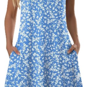 Zeagoo Summer Dresses for Women 2026 Sleeveless Casual Floral Tshirt Sundress with Pockets Loose Tank Beach Dress