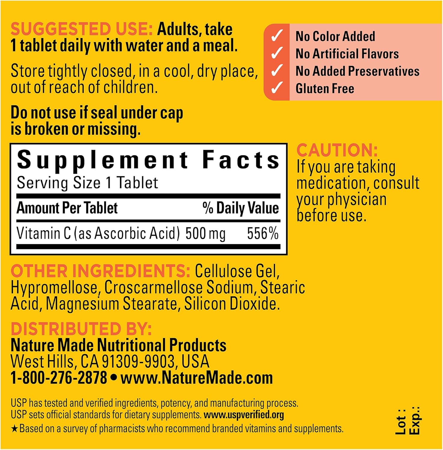 Nature Made Vitamin C 500 mg Tablets, Dietary Supplement, Vitamin C for Immune Support, 100 Tablets, 100 Day Supply - Image 5