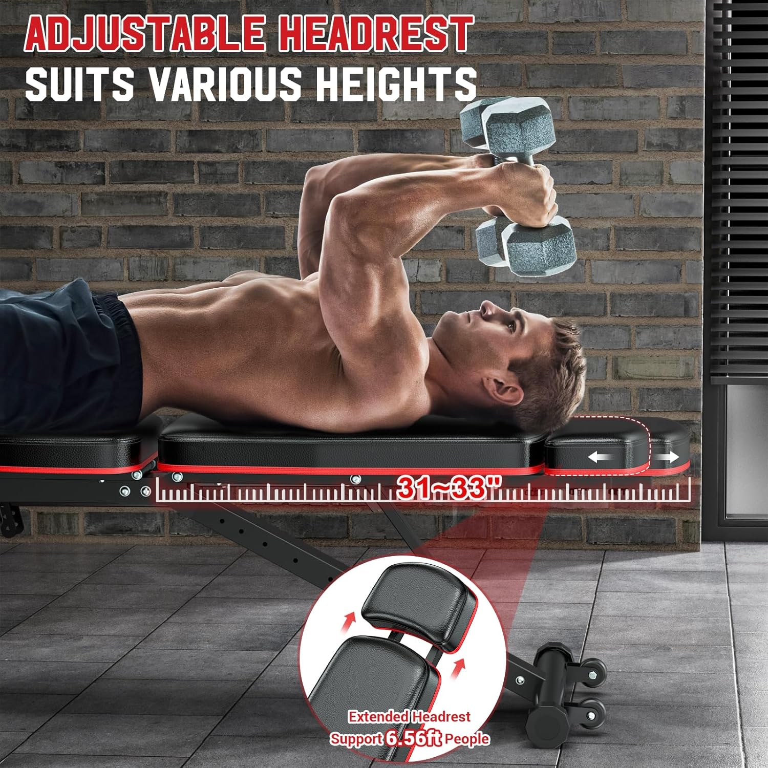 XDDIAS Workout Bench, Adjustable Weight Bench with Leg Extension and Leg Curl, Extended Headrest, 900LBS Preacher Curl Bench Incline Decline Flat Workout Bench for Home Gym Full Body Exercise - Image 5