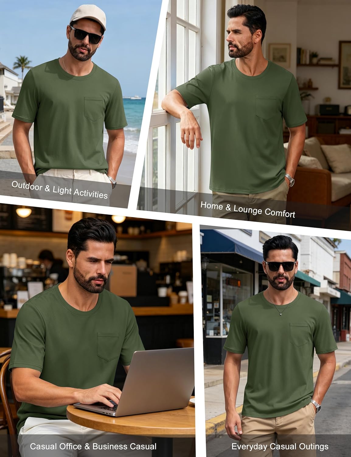 Cotrasen Mens T-Shirts Cotton Short Sleeve Pocket Tee Shirt Casual Crew Neck Moisture Wicking Soft Basic T Shirts - Image 4