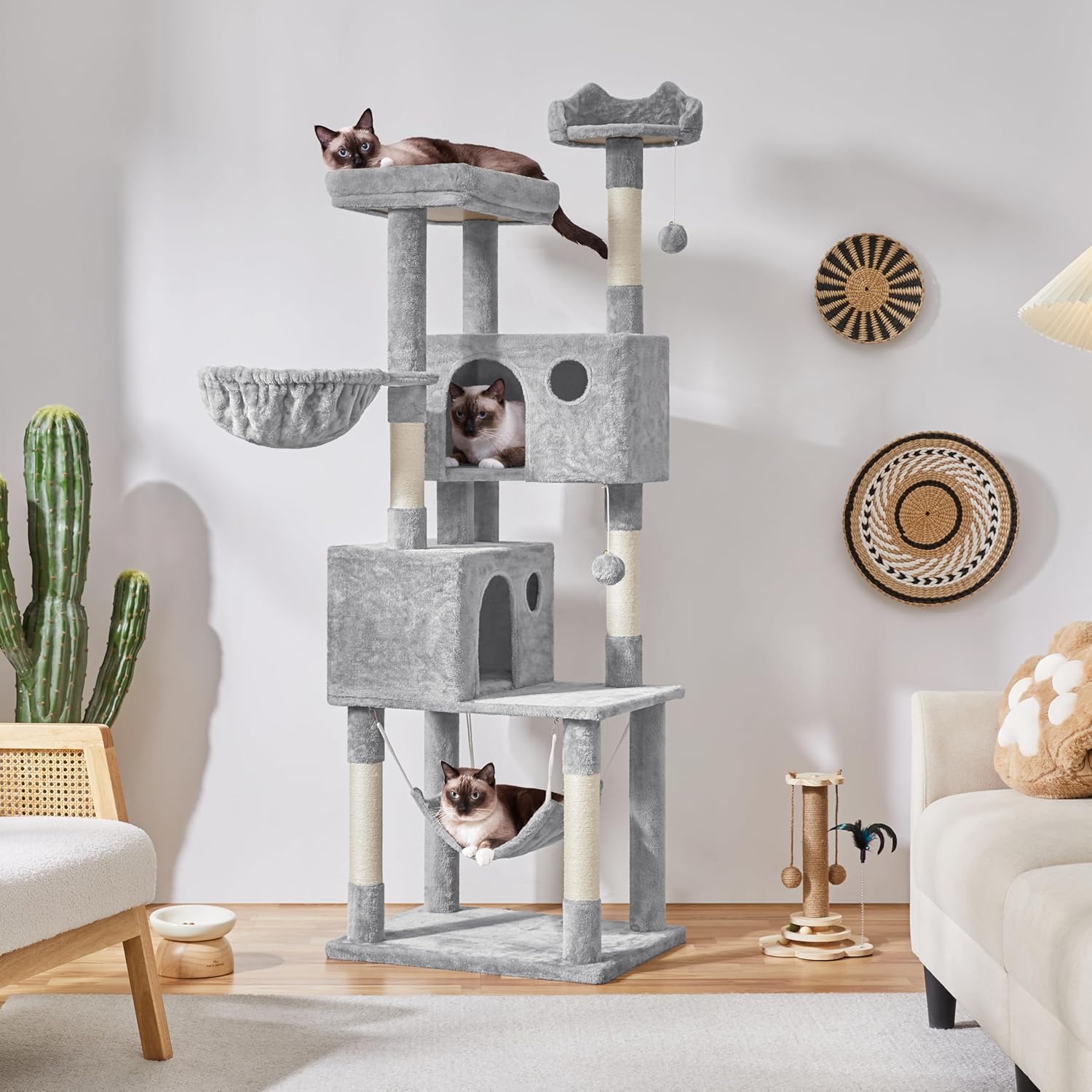Yaheetech 73in Cat Tree Tower for Indoor Cats, Multi-Level Cat Activity Center with Scratching Posts Large Cat Condo with Funny Hammock for Kittens - Image 2