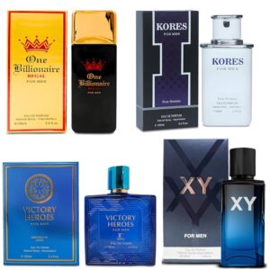 AFLUXE Cologne for Men Set 4 Combo Sets(One Billionaire,Kores,Victory Heroes,XY) Eau De Parfume/Toilette Natural Spray Each 100ML Men Perfume Long Lasting Fragrance for Daily Use