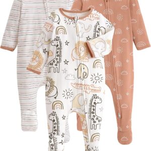 Yoofoss Baby Pajamas 100% Organic Cotton Baby Sleepers for Newborn 0-3 3-6 6-9 Months Boys Girl Clothes 3pcs Footed PJs