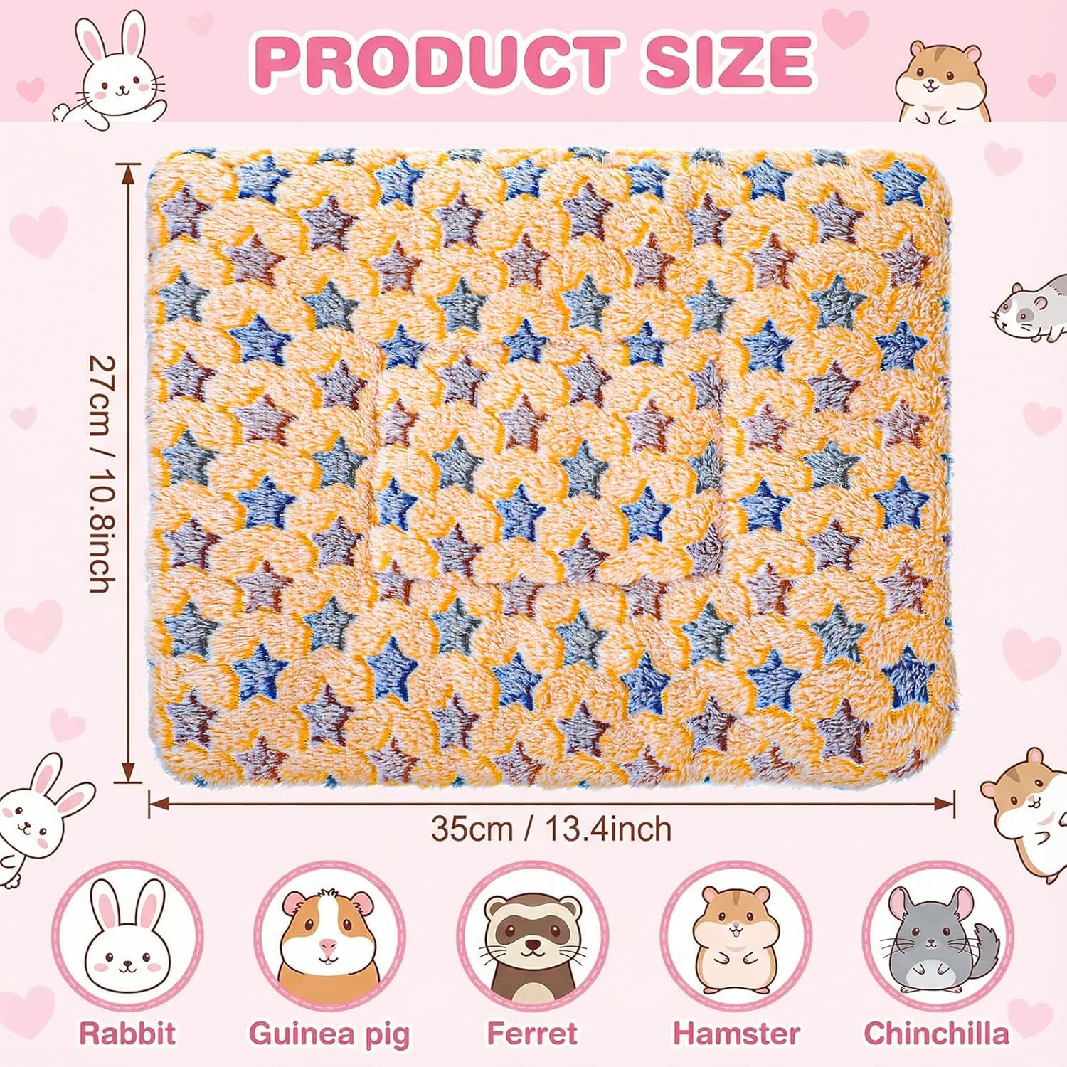 Yolev 2 Pcs Guinea Pig Bed Washable Small Animal Beds Pad Soft Small Pet Sleeping Pads Rabbit Bunny Bed Mat for Chinchilla Hedgehog Hamster Squirrel Ferret(13.4" x 10.3") - Image 3