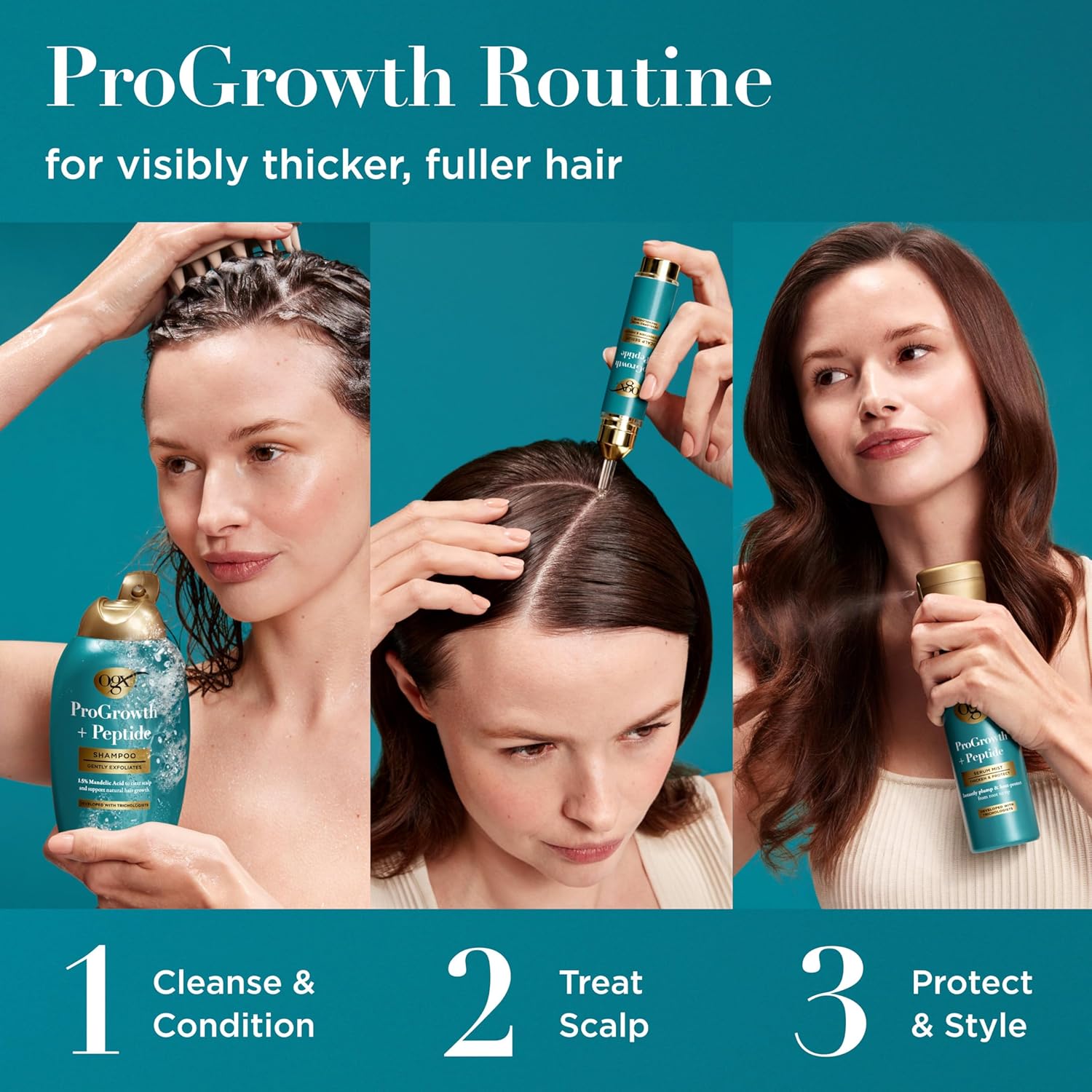OGX ProGrowth + Peptide Serum Mist, Heat Protectant Spray Instantly Thickens Hair Root to Tip While Protecting from Breakage for Visibly Thicker, Fuller Hair, 6.5 fl. oz - Image 7