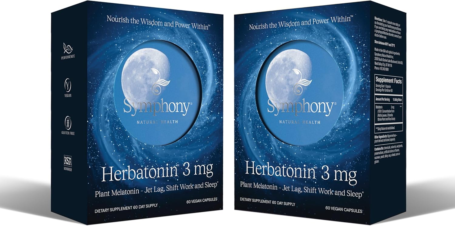 Herbatonin® 3mg - Plant-Based, Natural Vegan Melatonin Supplement (Phyto-Melatonin), Sleep Cycle, Body Clock and Circadian Rhythm Support for Jet Lag, Shift Work and Sleeplessness (120 Day Supply)
