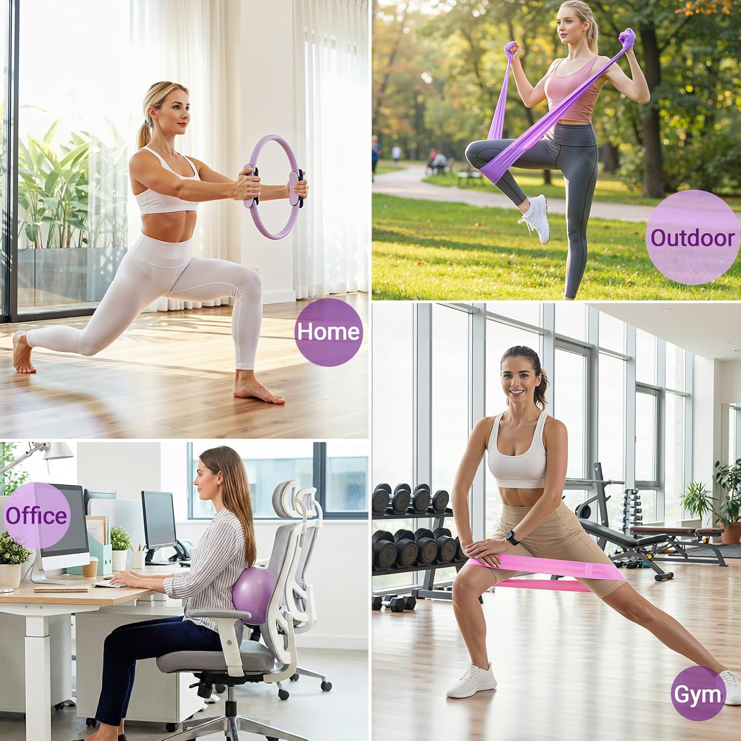 Rhino Valley Home Pilates Kit for Women, Pilates Workouts Set, Pilate Equipment with Circle Ring and Ball, Resistance Bands,Guide, Yoga Fitness Essentials Full Body Exercise Home Kit for Beginners - Image 5