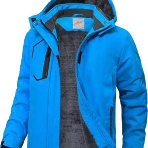 Kids Winter Jackets Warm Fleece Waterproof Snow Jacket with Zipper Pockets Detachable Hood