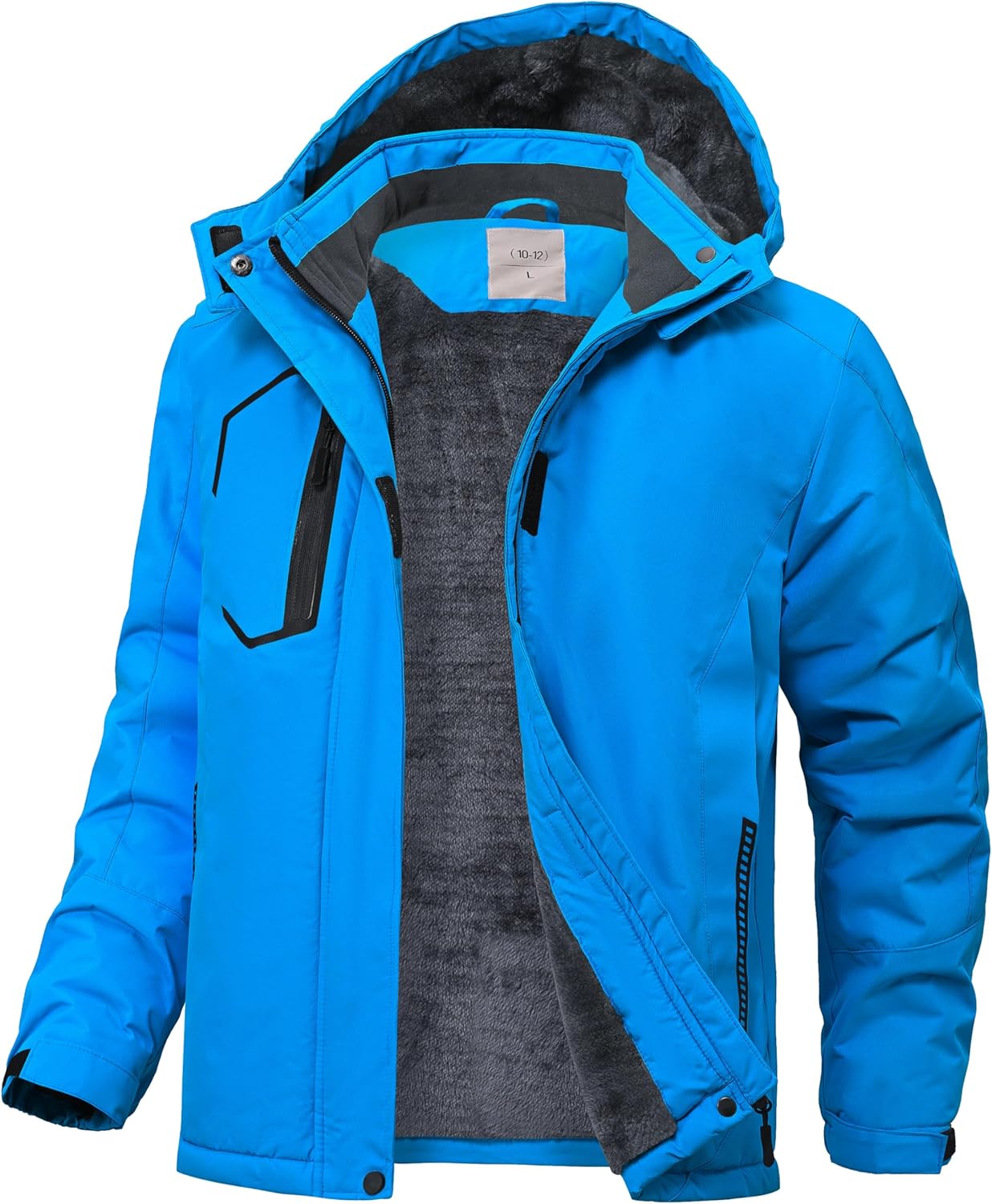 Kids Winter Jackets Warm Fleece Waterproof Snow Jacket with Zipper Pockets Detachable Hood