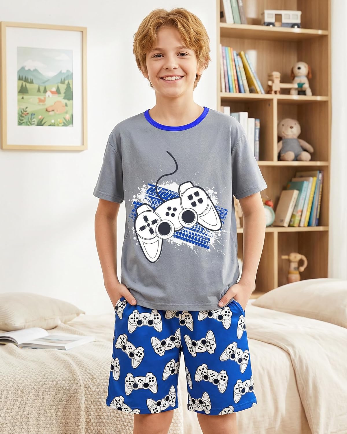 Fiodrimy Boys Pajamas Big Boys Summer PJs Set 2 Piece Kid Short Sleeve Sleepwear Nightwear Size 8-14 - Image 3