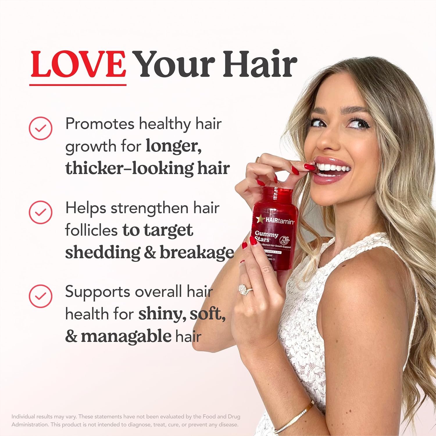 HAIRtamin Vegan Gummy Stars Hair Vitamins | Non-GMO | All Natural Biotin Vitamin Gummies for Hair, Skin & Nails | Multivitamin Supplement to Help Maintain Healthy Looking - Image 3