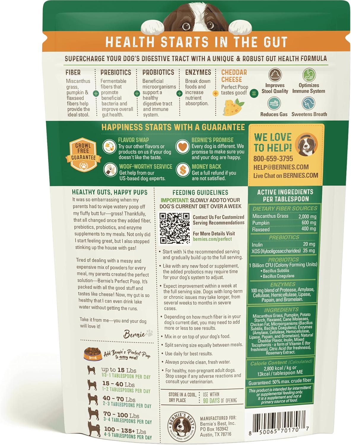 Perfect Poop Digestion & General Health Supplement for Dogs: Fiber, Prebiotics, Probiotics & Enzymes Relieve Digestive Conditions, Optimize Stool, and Improve Health (Cheddar Cheese, 4.2 oz) - Image 2