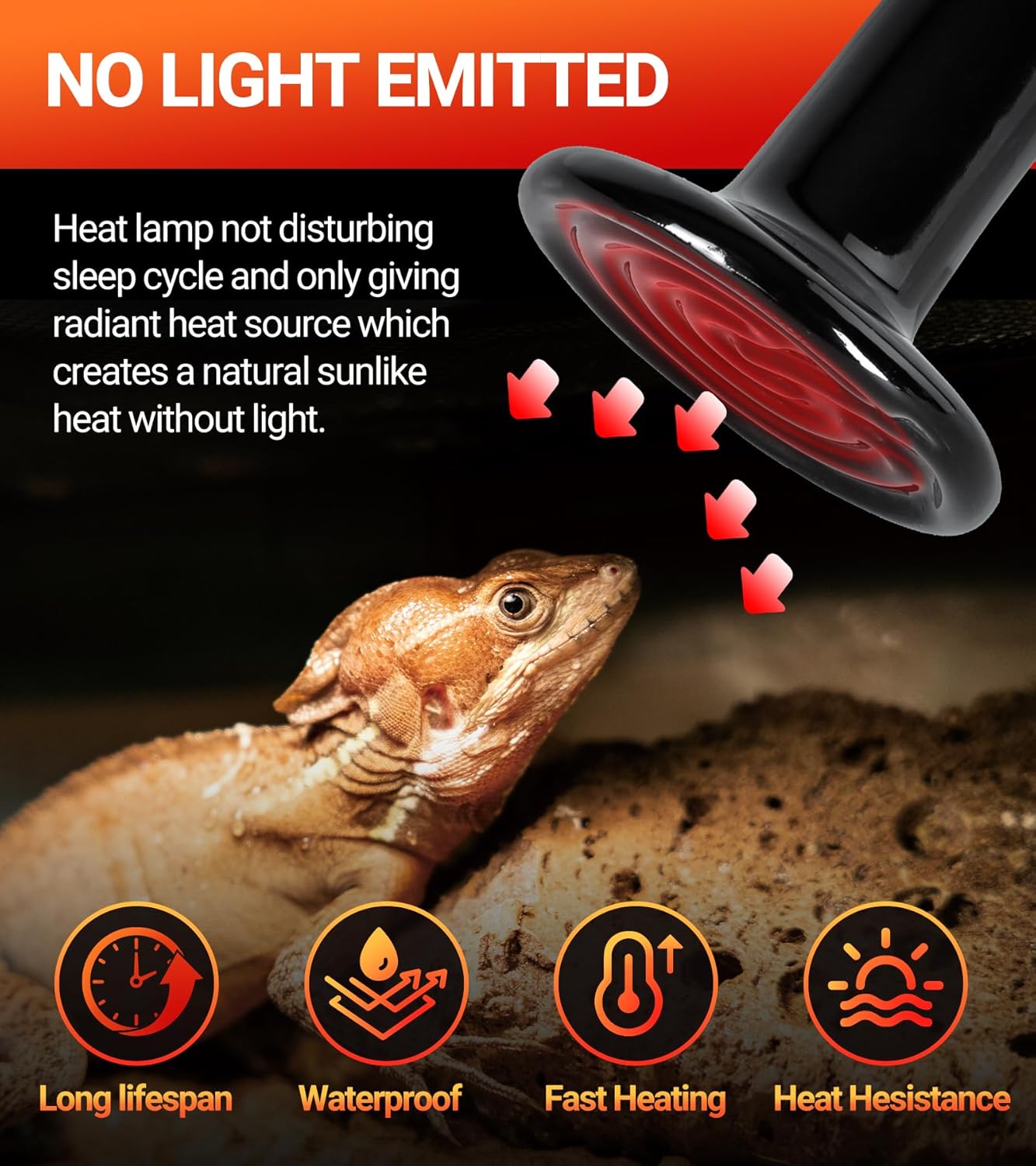 REPTI ZOO 100W Reptile Heat Lamp 2Pack Ceramic Heat Emitter Night Heat Lamp Bulbs Reptile Terrarium Heat lamp Tank Heat Bulb for Turtle Bearded Dragon Gecko Lizard Snake Chicken E26 - Image 6