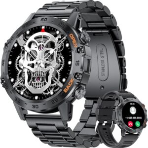 SUNKTA Military Smart Watch for Men(Answer/Dial Calls),100 Sports Modes, 5ATM Waterproof Fitness Watch with Heart Rate/SpO2/Blood Pressure for Android and iOS,1.39”HD DIY Screen Smartwatch Black
