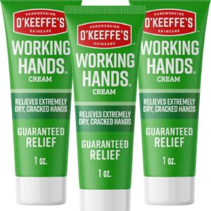O’Keeffe’s Working Hands Hand Cream for Extreme Dryness – 1 oz Tube (3 Pack) – Repairing Skincare for Cracked, Dry Hands