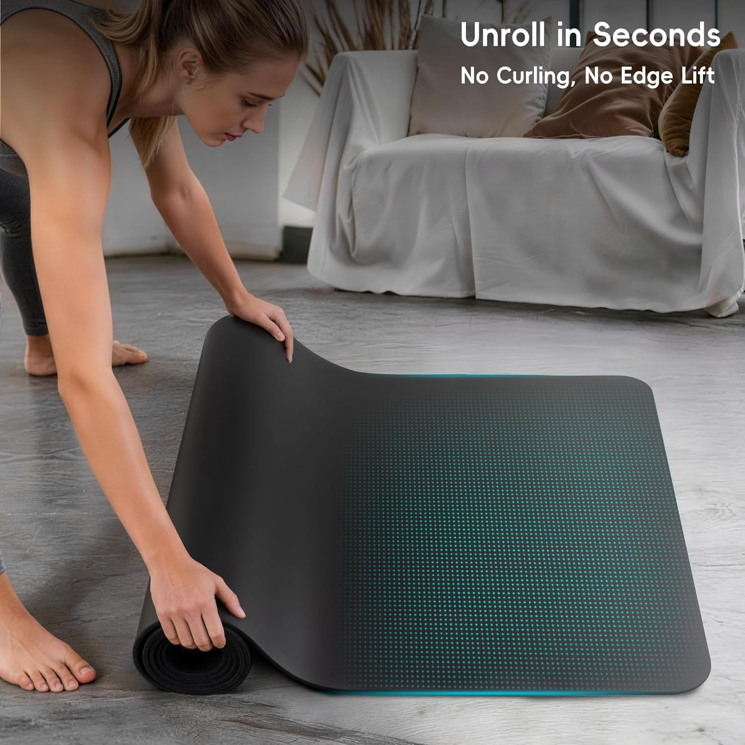 Professional PU & Natural Rubber Yoga Mat – Non Slip 5mm Thick Workout Mats for Women & Men, 72"x27" Wide Exercise Pad for Hot Yoga, Pilates, HIIT & Home Gym – Strap Included - Image 5