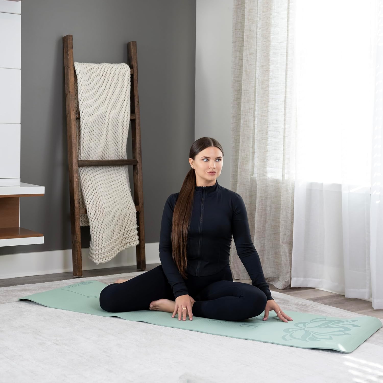 Recovery Lyfe Yoga Mat – “One Day at a Time” Engraving, Non-Slip Eco TPE, Sage Green, 72" x 24" x 6mm, Yoga & Meditation Mat for Recovery and Grounding - Image 2