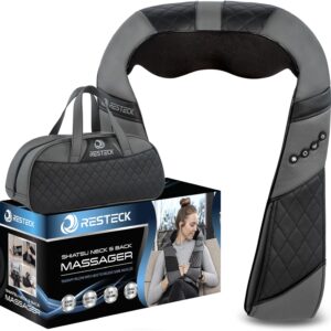 RESTECK Massagers for Neck and Back with Heat – Deep Tissue 3D Kneading Pillow, Electric Shiatsu Shoulder Massage, Foot, Legs,Body – Relieve Muscle Pain – Office, Home & Car