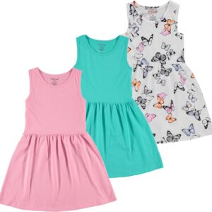 Pink Angel 3-Pack Girls’ Dresses, Kids Casual Fit and Flare Sleeveless Summer Dress & School Outfit, 100% Cotton