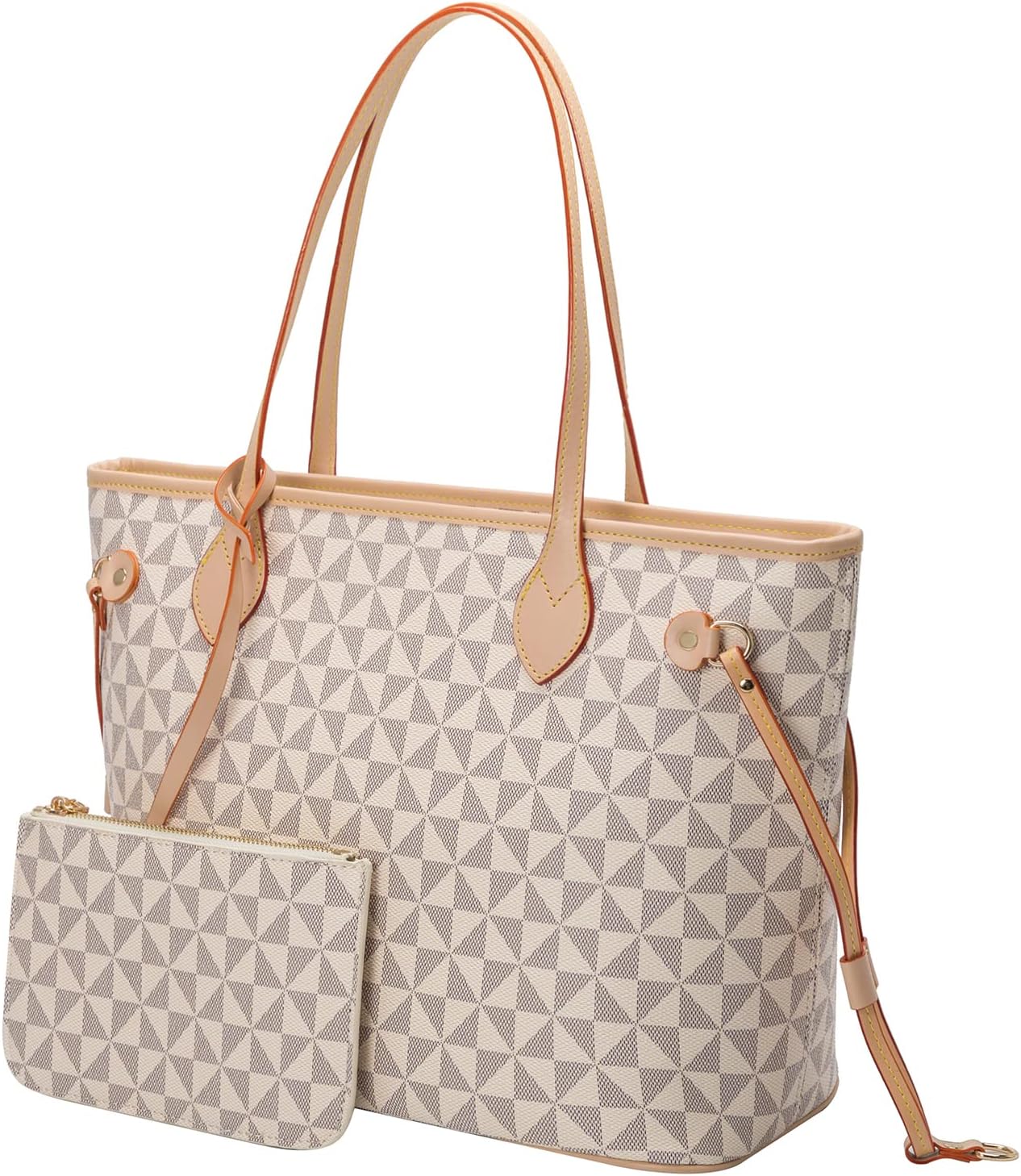 Lacel Urwebin Handbags for Women Designer Fashion Purses Top Handle Satchel Shoulder Bags 2pcs with Small Wallet (White) - Image 8