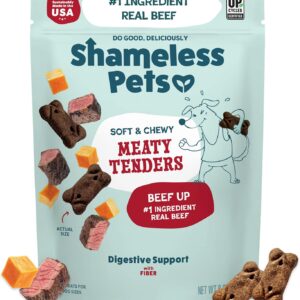 Shameless Pets Soft Dog Treats – Beef Up Meaty Tenders, Soft & Chewy Treats for Dogs, Real Beef 1st Ingredient, Grain Free, Healthy Treats for Small, Medium & Large Dogs, 8oz