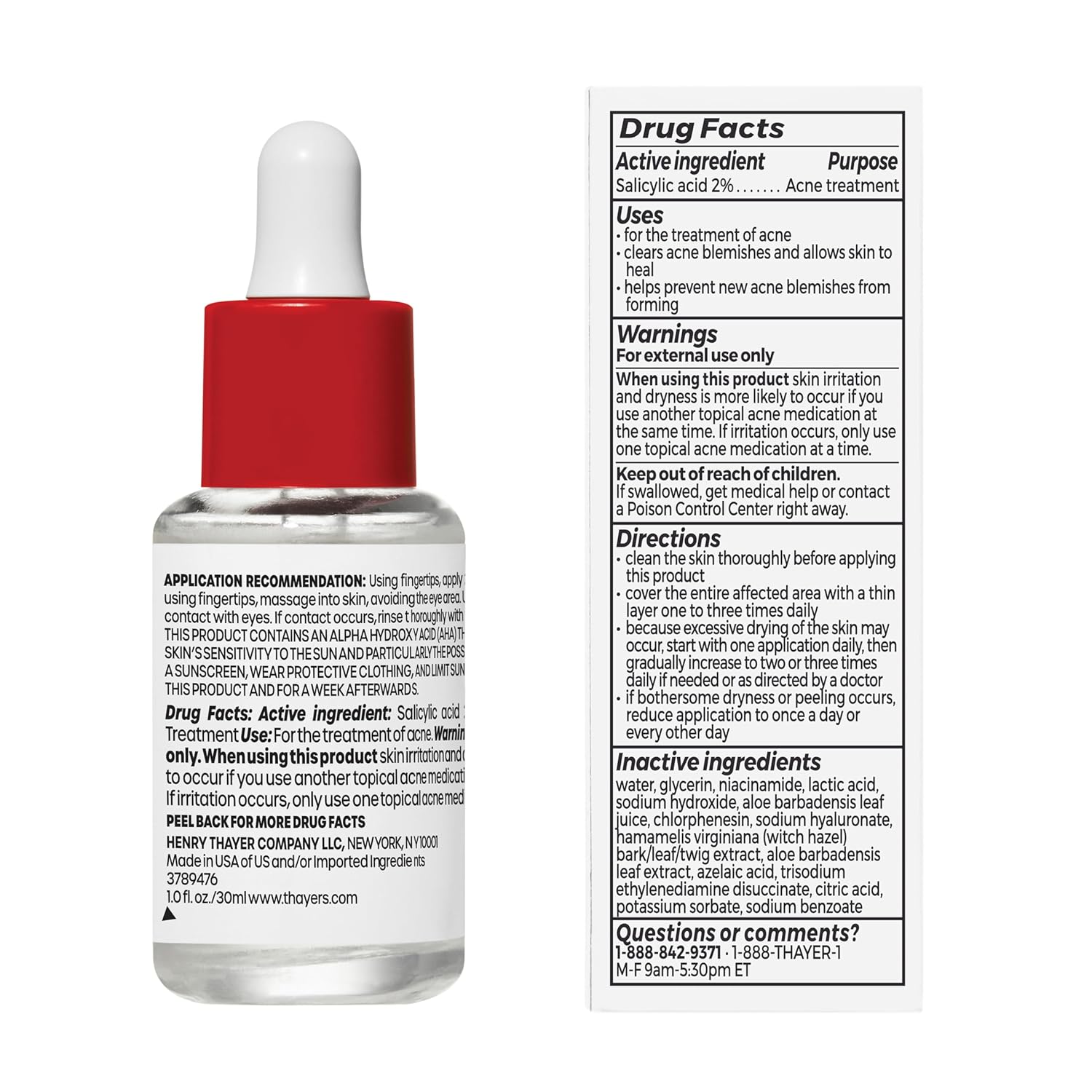 Thayers Double Action Acne Serum with Salicylic Acid, Acne Treatment Face Serum with 2% Salicylic Acid and Niacinamide, Soothing and Non-Stripping Skin Care, 1 Fl Oz - Image 6