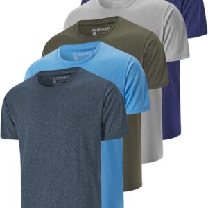 5 Pack Men’s Dry Fit T Shirts Athletic Running Gym Workout Short Sleeve Tee Shirts for Men