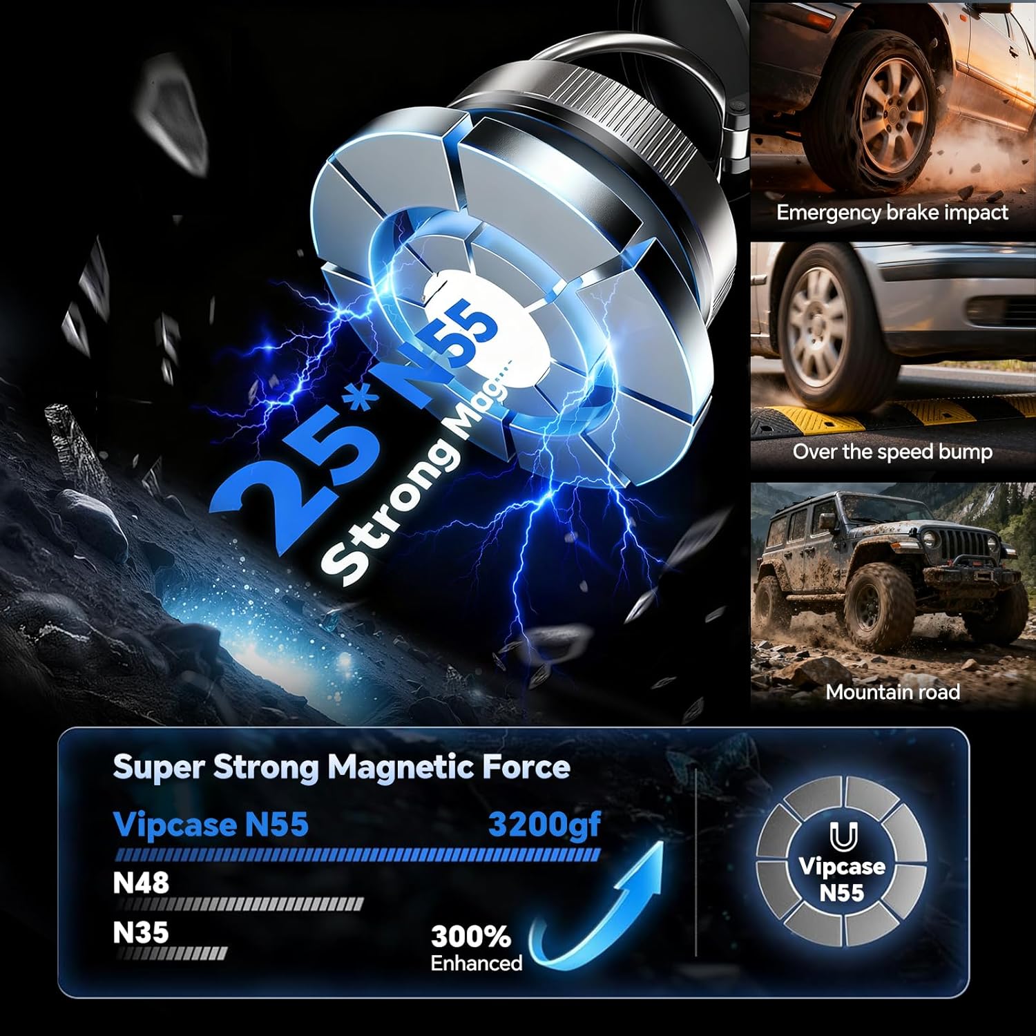 Magnetic Phone Holder for MagSafe, 360° Adjustable Car Phone Mount with 96+LBS Strongest Suction & 2800gf Strongest Magnetic for Dashboard/Gym/Mirror, Compatible with iPhone & Android - Image 5