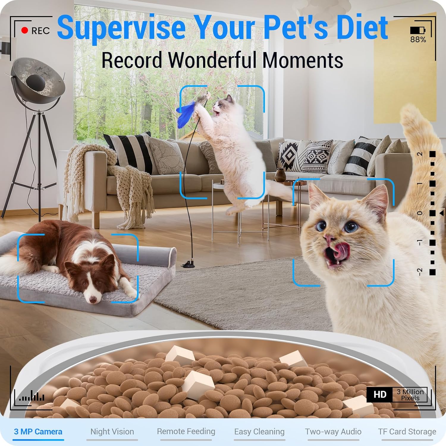 Frienhund Automatic Cat Feeder with 2K Camera: 5G WiFi Automatic Dog Feeder with Night Vision,Cat Food Dispenser with 7L Large Food Storage Container for Multiple Pet,Detachable for Easy Clean -29 Cup - Image 2