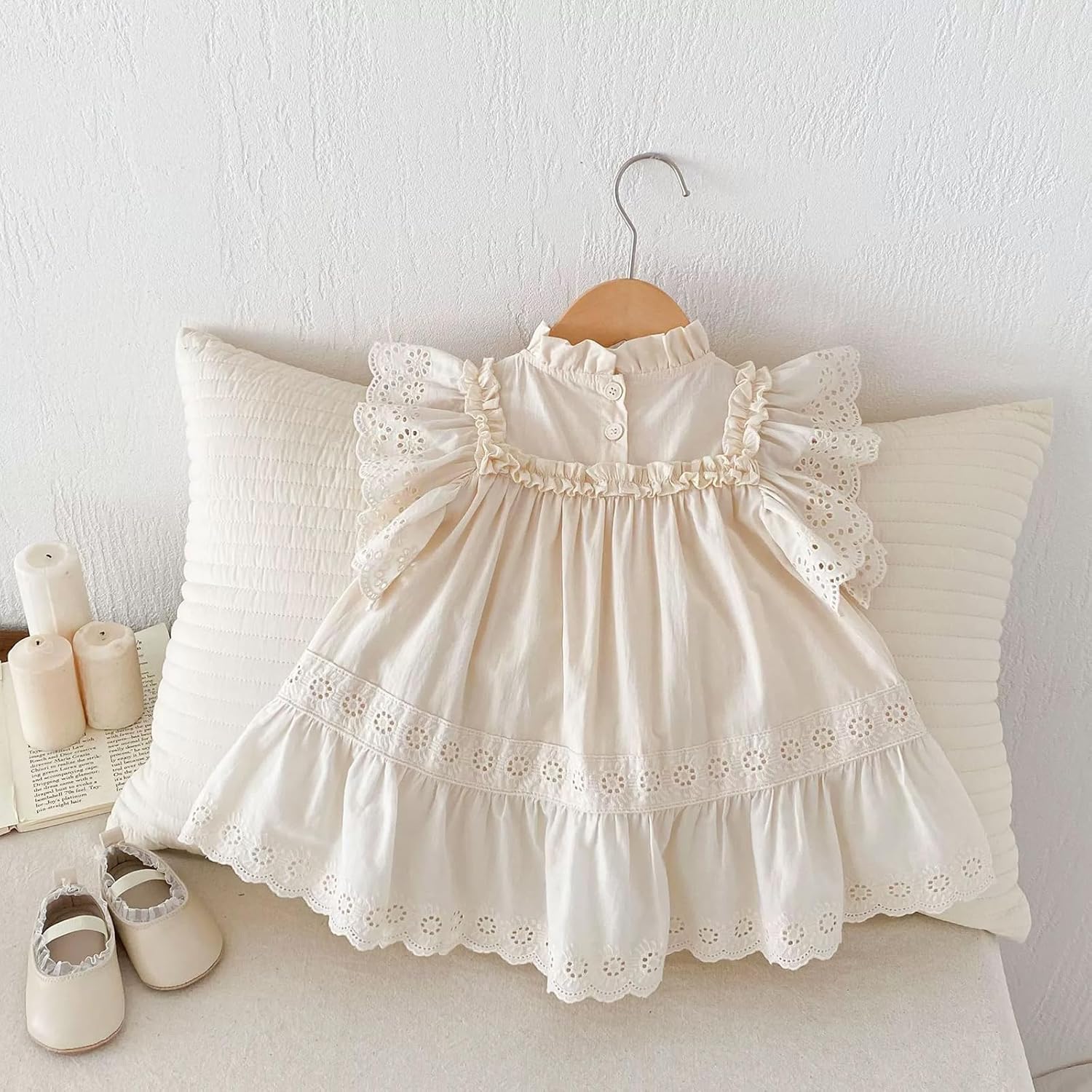Summer Toddler Girls’ Cotton - Spandex Frilled Princess Dress with Lace Trim and Flutter Sleeves - Image 3