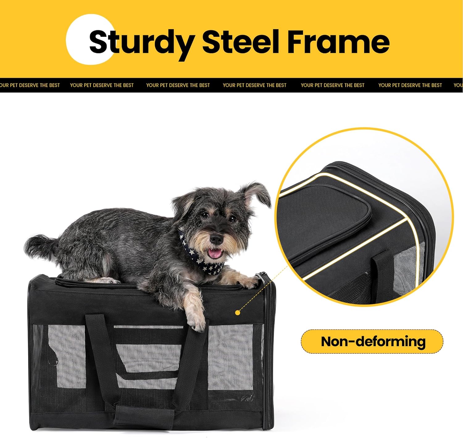 Conlun Cat Carrier Airline Approved, Soft-Sided Dog Carrier with Inner Safety Leash, Pet Transport Carrier for Small-Medium Cats Puppies up to 15 Lbs, Collapsible Travel Kitten Carrier Bag -BlackM - Image 6