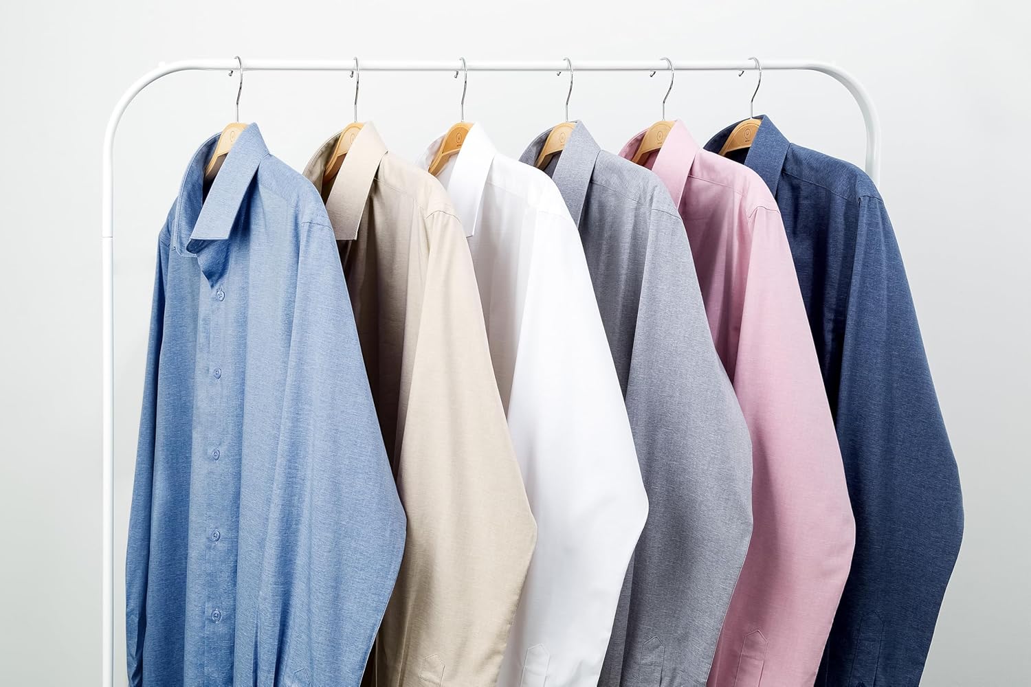 Men's Linen-Textured Stretch Summer Wrinkle Free Dress Shirt Long Sleeve Heather Chambray Button Down Shirts - Image 7