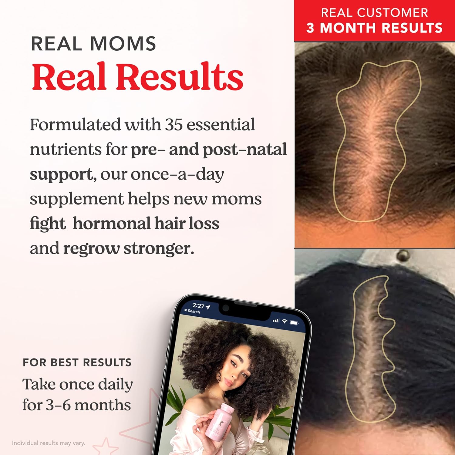 HAIRtamin MOM Vegan Prenatal & Postnatal Multivitamin Supplement & Hair Vitamin Pregnancy, Postpartum, Breastfeeding Probiotic One-a-Day Hair Vitamins with Biotin, Zinc, Iron (30 Counts) - Image 4