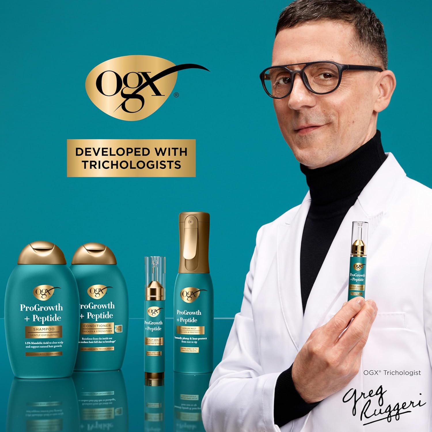 OGX ProGrowth + Peptide Serum Mist, Heat Protectant Spray Instantly Thickens Hair Root to Tip While Protecting from Breakage for Visibly Thicker, Fuller Hair, 6.5 fl. oz - Image 8