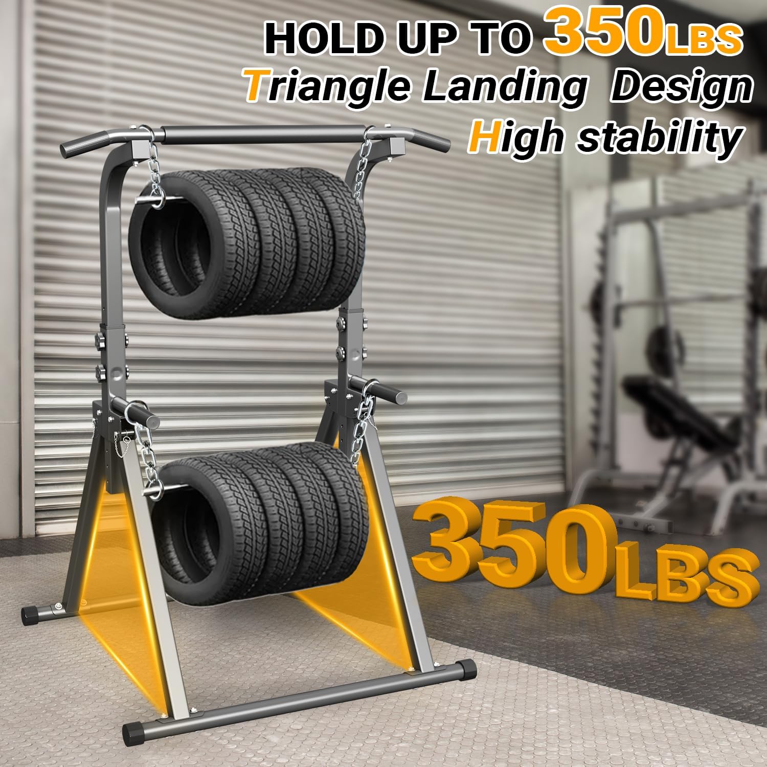 YYJO Foldable Pull Up Bar Free Standing Multi-function Power Tower Dip Bar with Assistance Bands Home Gym Strength Training Equipment - Image 4