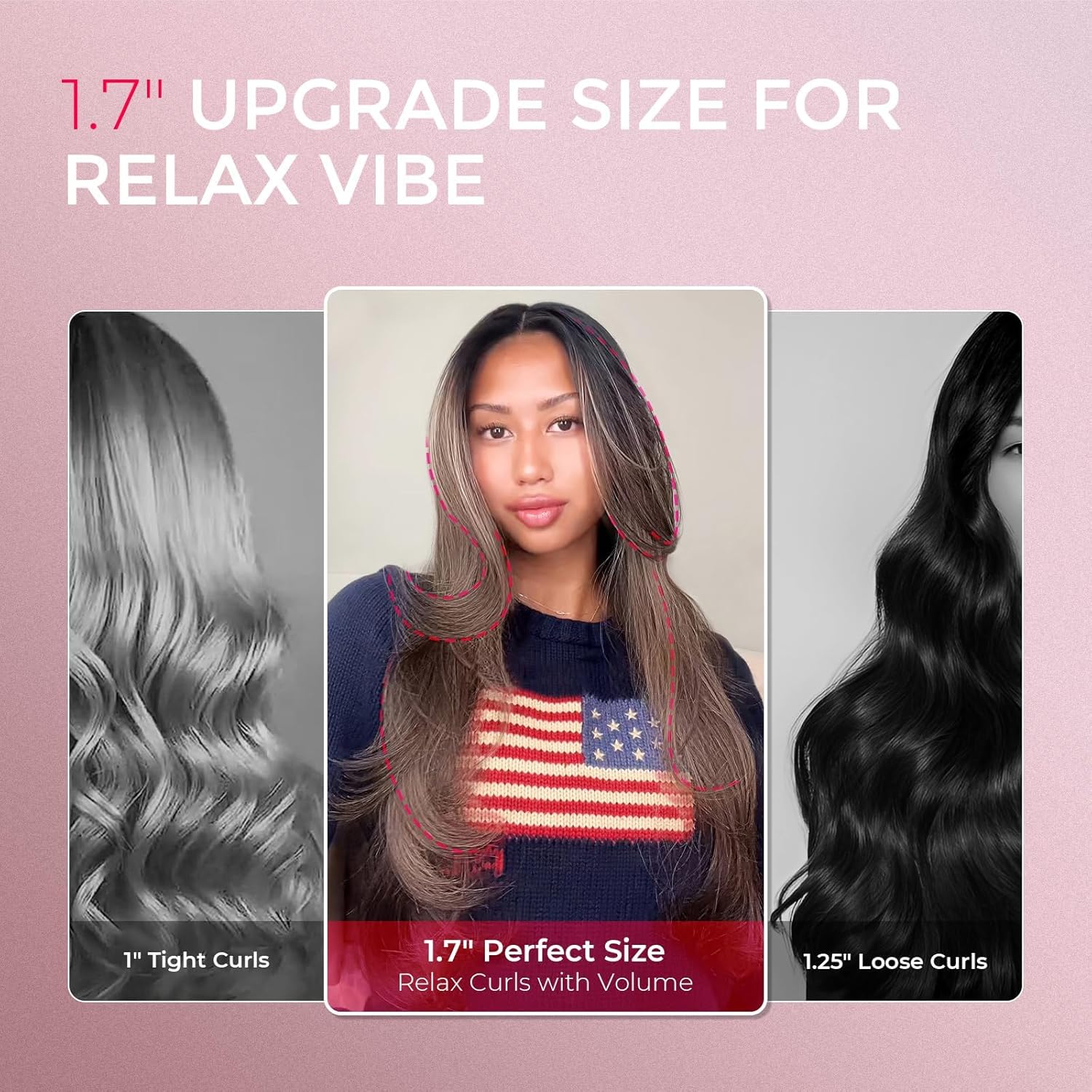 TYMO 2.0 Thermal Brush Curling Brush - STYLUX 1.7" Blowout Volumizer with Flexi-Fit for Hair Straightening, Heated Round Styler Tool, Hair Straightener and Curler 2 in 1, Dual Voltage & Light, Gold - Image 8