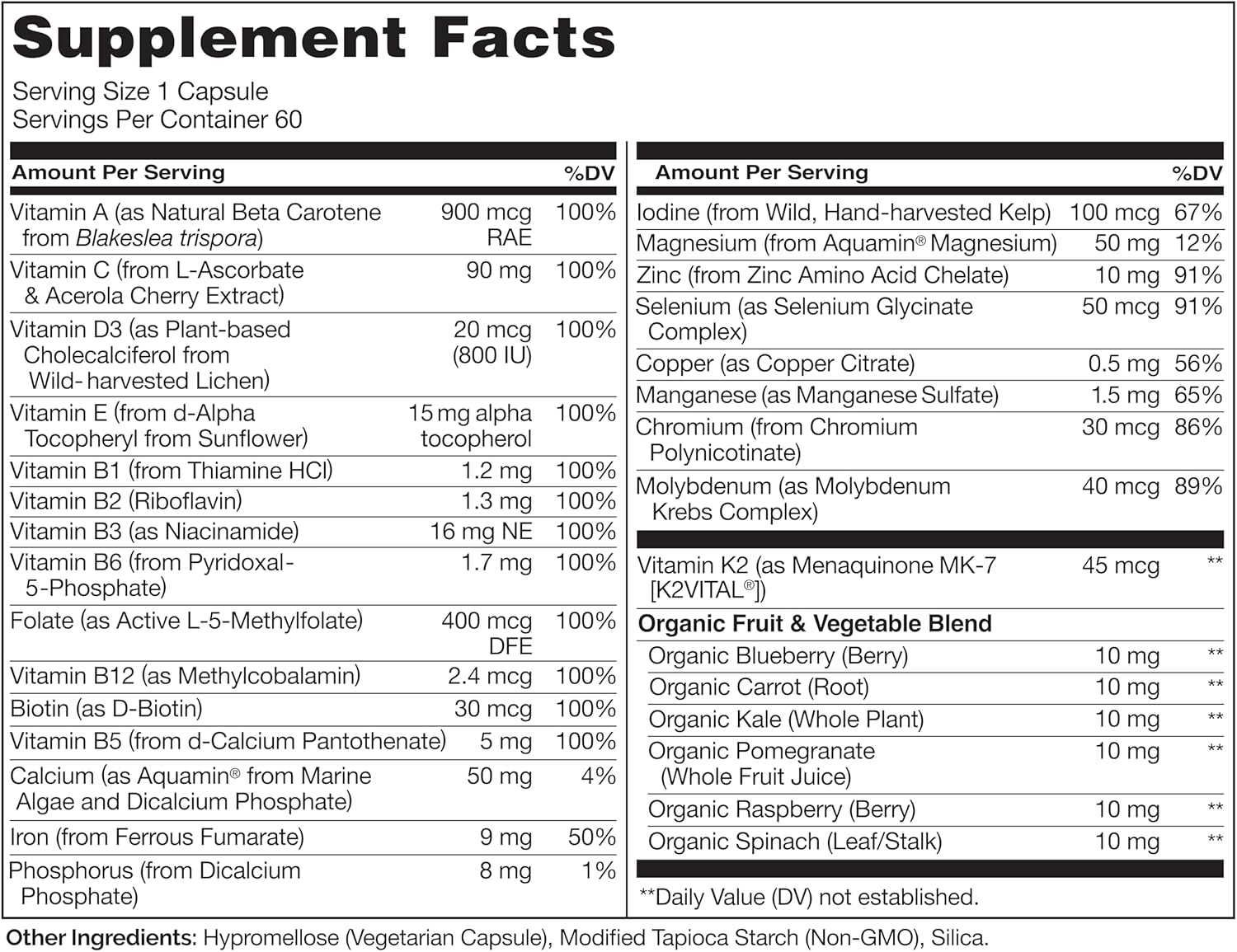 NATURELO One Daily Multivitamin for Women w/Vitamin B12, 60 Ct, Energy Support, Whole Food Daily Women Multivitamin Supplement, Nourish Hair/Skin/Nail, Non-GMO, No Soy, Gluten Free, 2 Month Supply - Image 3