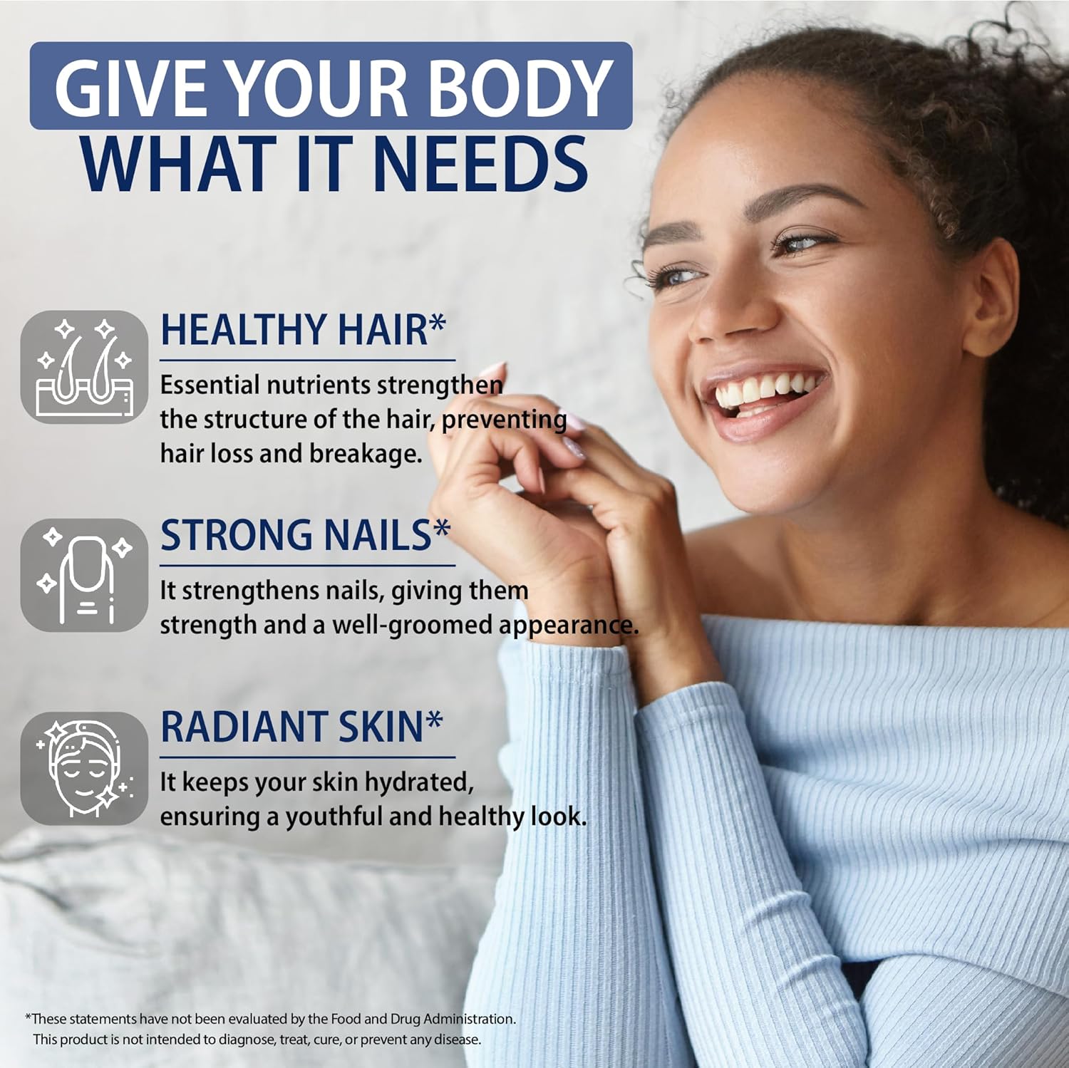 StrongVit Biotin with Hyaluronic Acid, Keratin and Collagen Supplements - 10000mcg for Hair Growth Women and Men - Hair Skin and Nails Vitamins - 60 Capsules - Image 3
